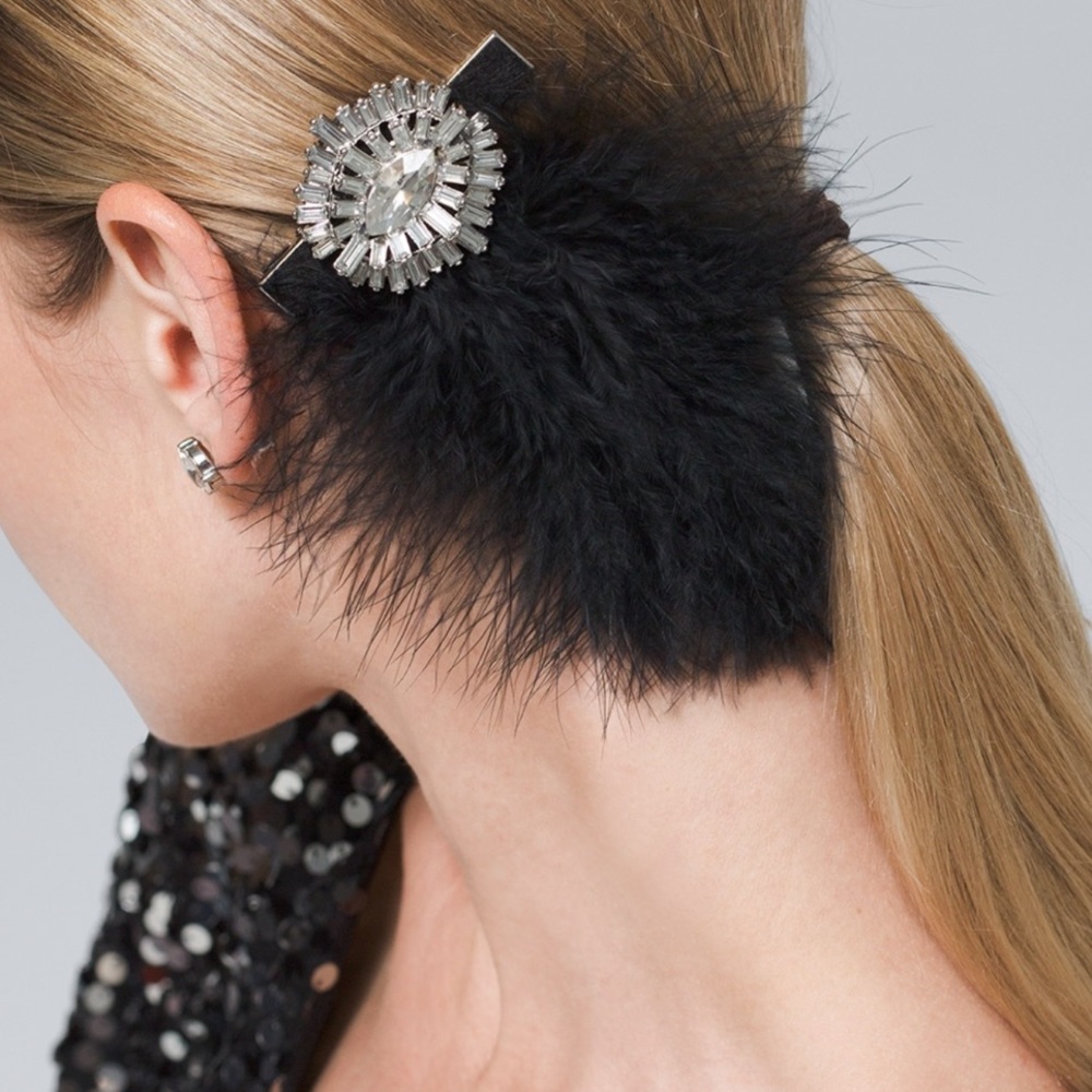 WHBM JEWELED FEATHER HAIR CLIP